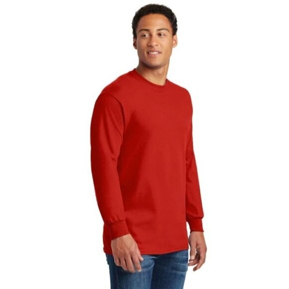 NWOT Fruit of the Loom Mens Red Crewneck Long Sleeve T-Shirt 2XL - Picture 1 of 10